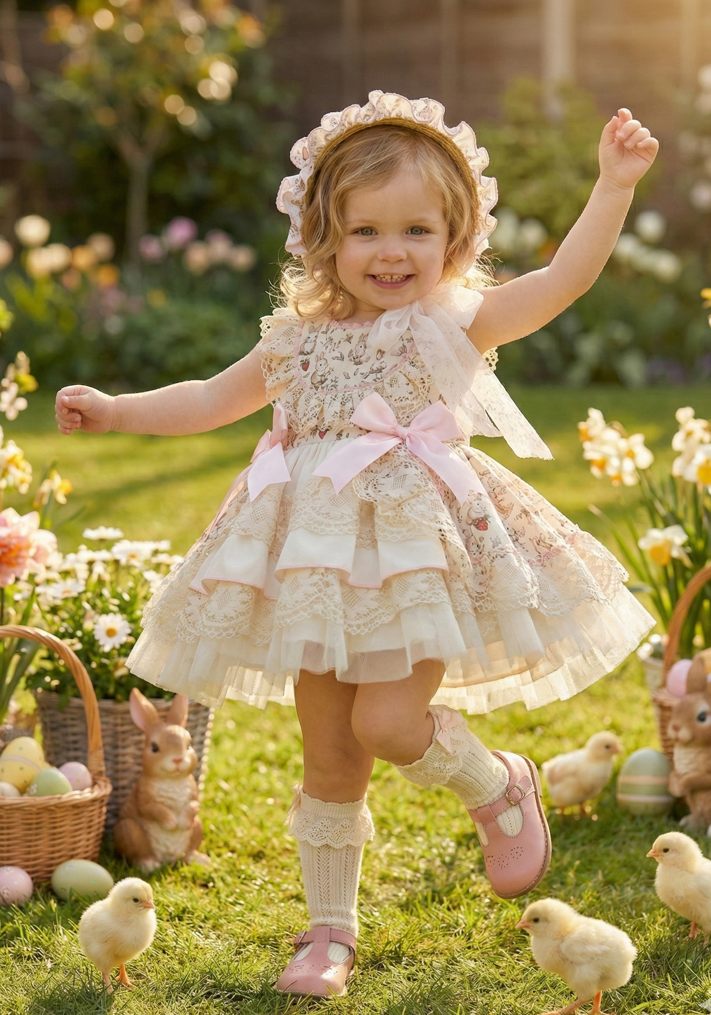 Girls Bunny Meadow Handmade Dress Sonata SS26 (Made to order)