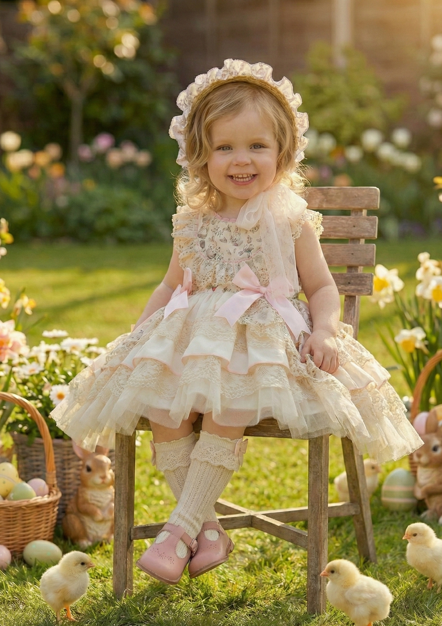 Girls Bunny Meadow Handmade Dress Sonata SS26 (Made to order)