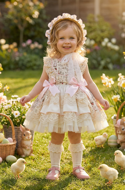 Girls Bunny Meadow Handmade Dress Sonata SS26 (Made to order)