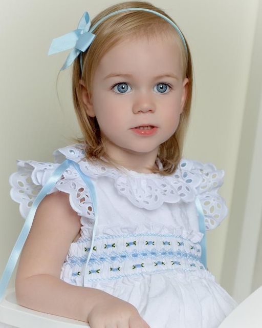 White and Blue Belle Plumetti Smock Dress (Made to order)