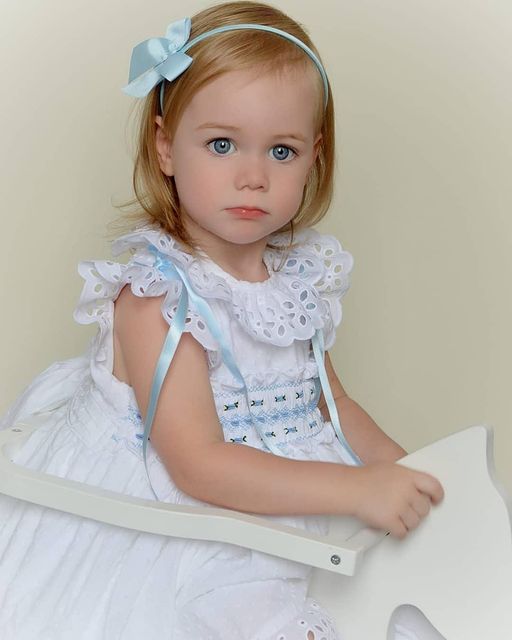 White and Blue Belle Plumetti Smock Dress (Made to order)