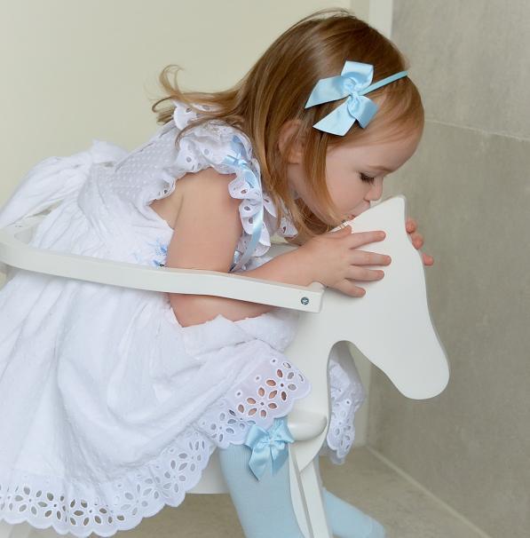 White and Blue Belle Plumetti Smock Dress (Made to order)
