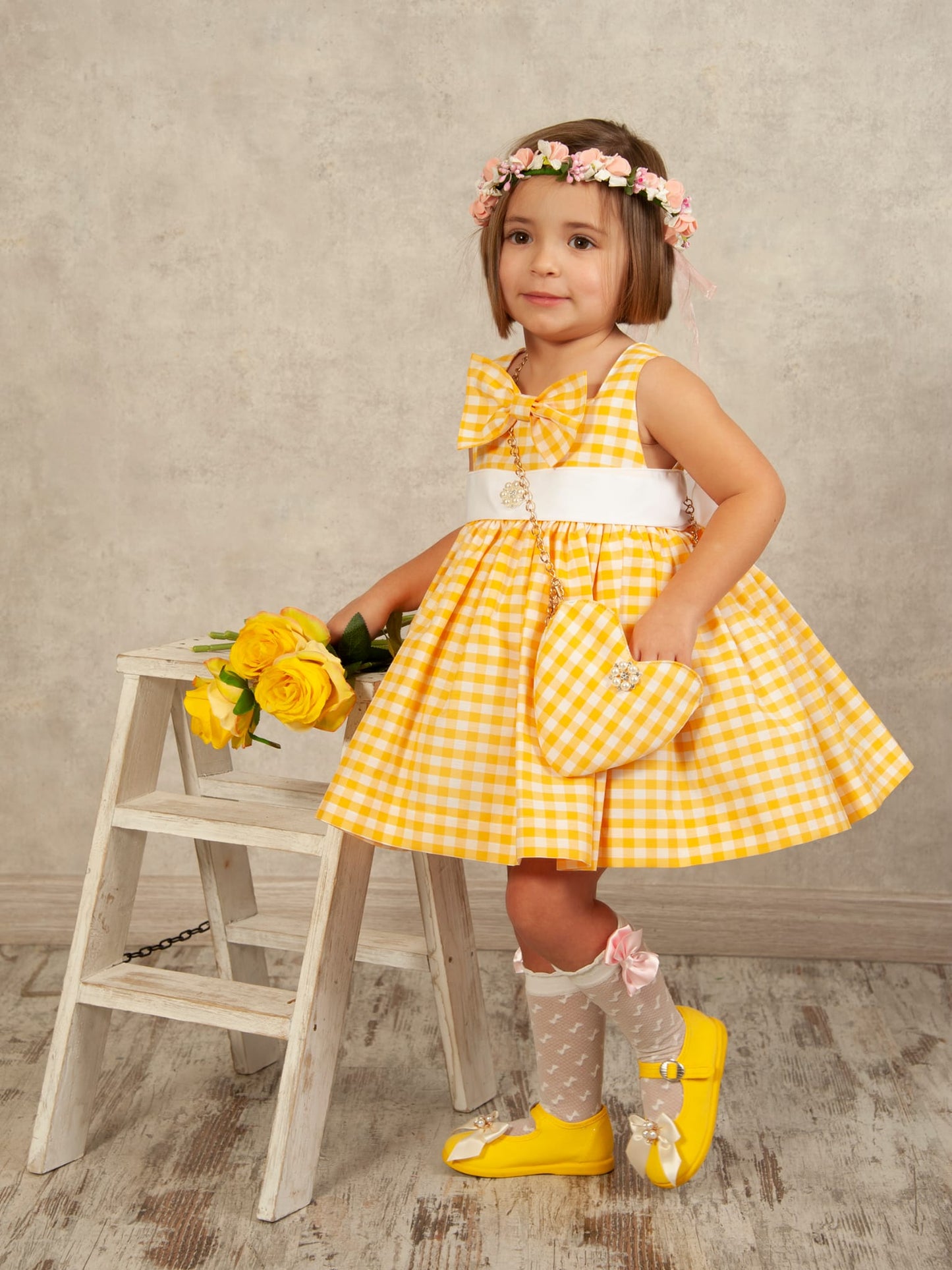 Sonata Yellow Gingham Heart Handbag - (Made to order)