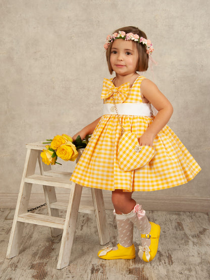 Sonata Yellow Gingham Heart Handbag - (Made to order)
