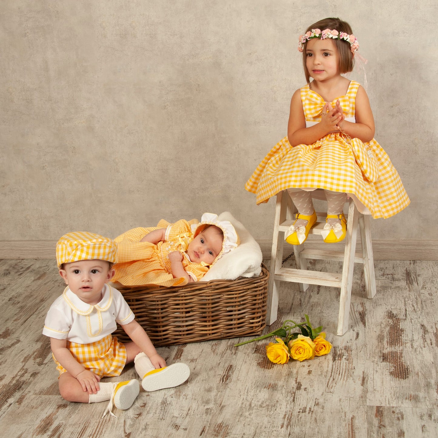 Sonata Yellow Boys Gingham Beret (Made to order)