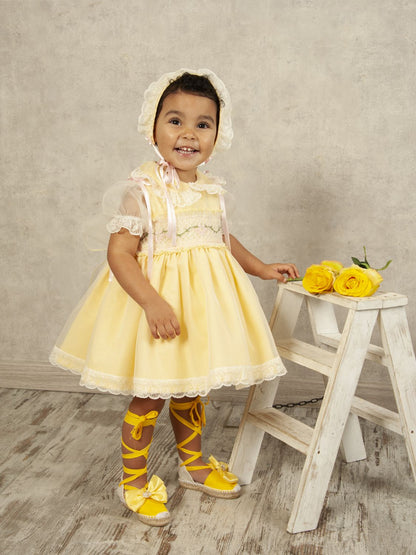 Sonata Yellow Organza Bonnet (Made to order)