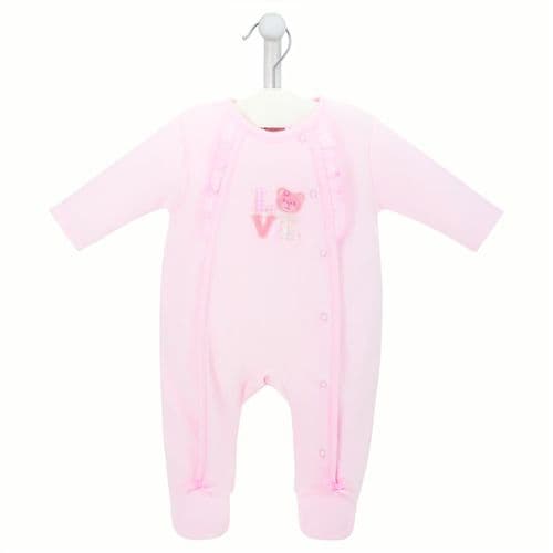 Teddy Love Velour Babygirls Sleepsuit