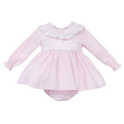 Girls Pink Smocked Dress With Knickers - 3years