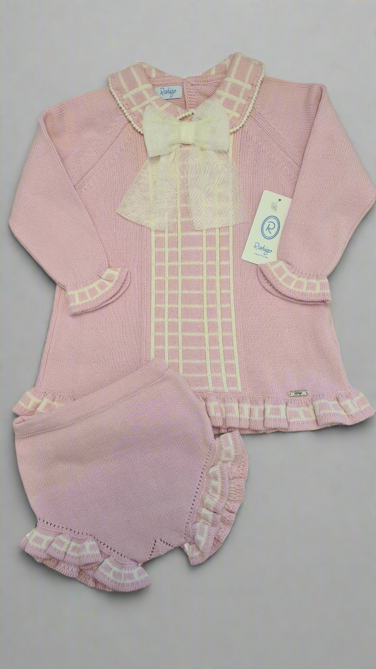 Rahigo Baby Girls Pink Knitted A-Line Dress & Knickers & socks
