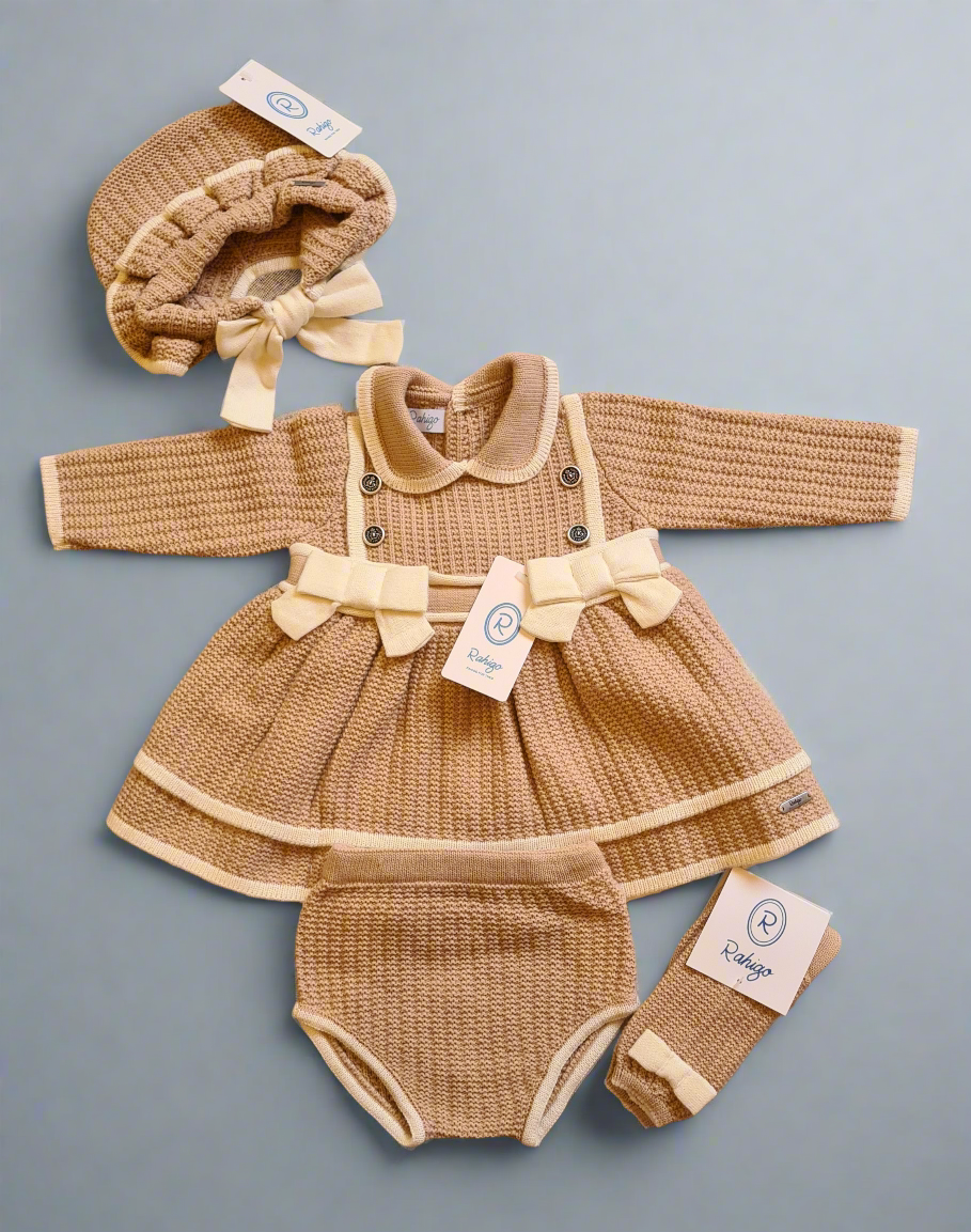 Rahigo Girls Camel Knitted Dress & socks AW