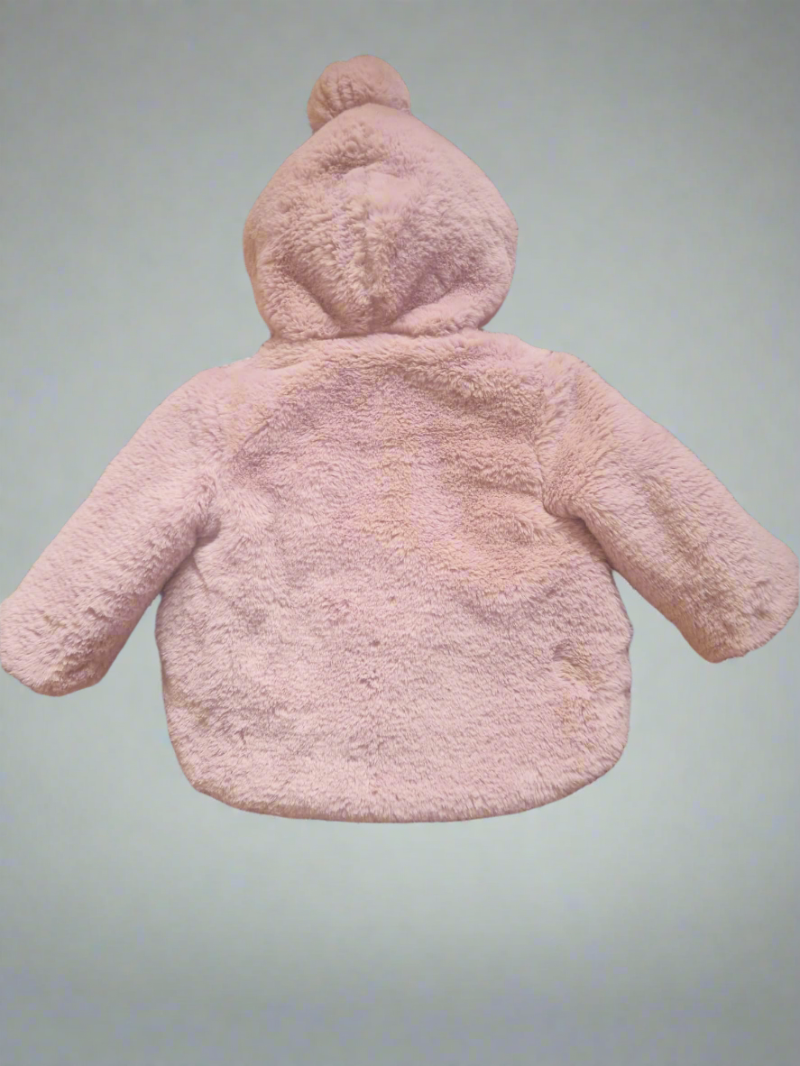 Martin Aranda Baby Girls Pink Soft Pom Hood Coat