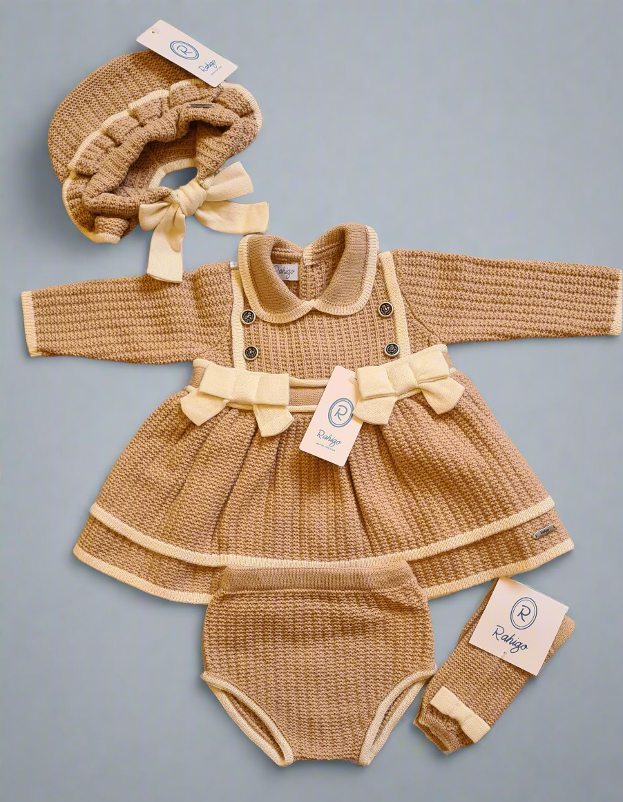 Rahigo Girls Camel Knitted Dress & socks AW