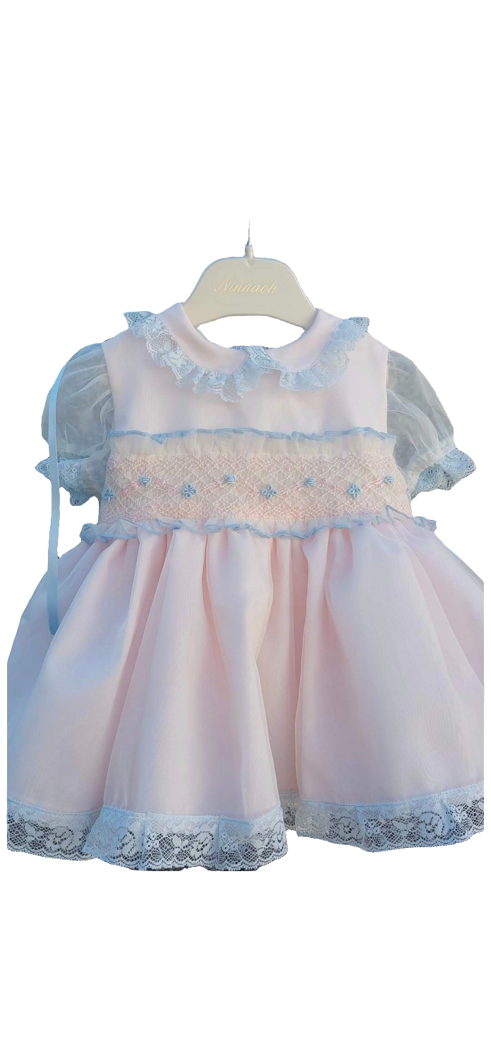 Girls Checked Hand Smocked Jam Pant Set