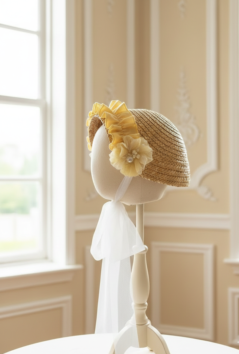Sonata Handmade Wicker Flower Bonnet SS26 (Made to order)