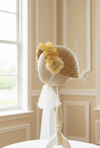Sonata Handmade Wicker Flower Bonnet SS26 (Made to order)