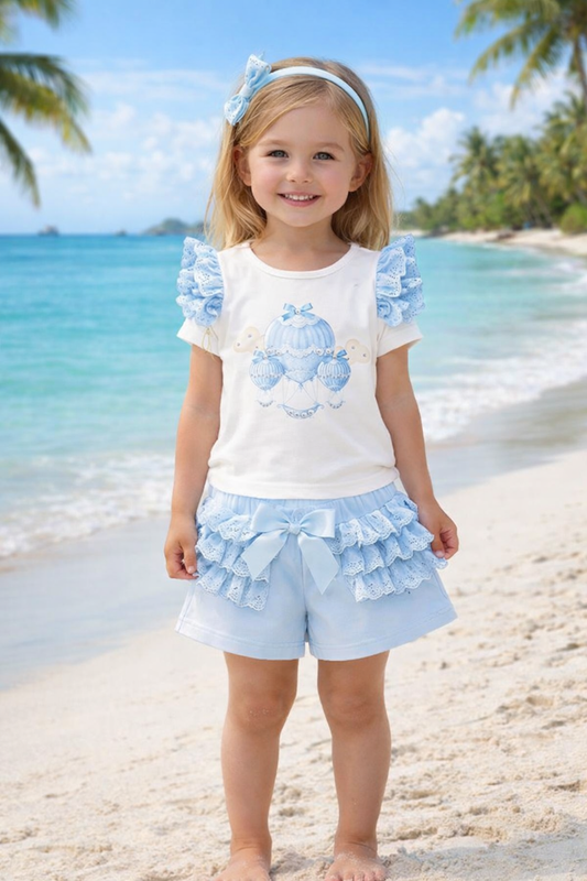 Blue Hot Air Balloon Top & Short Set