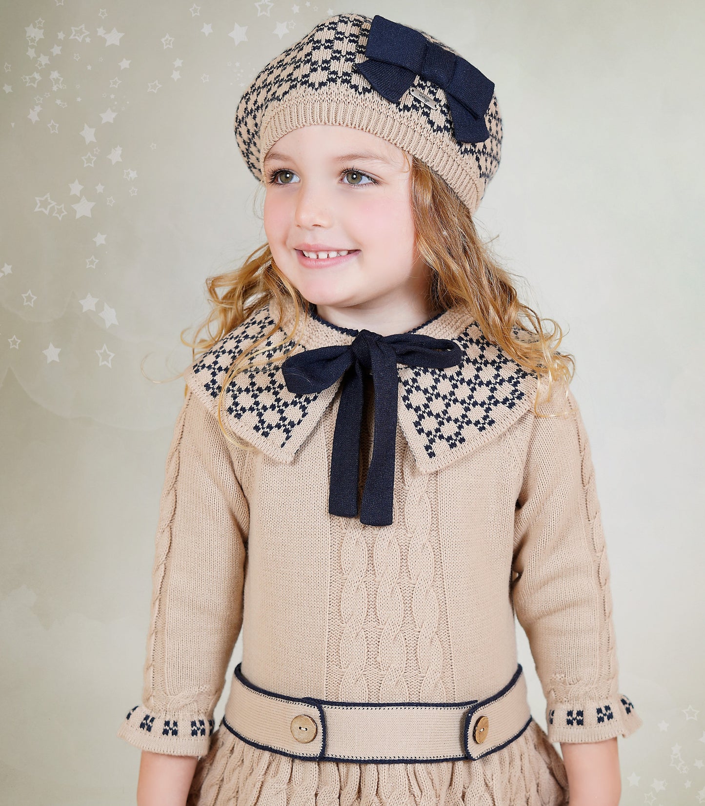 Girls Rahigo Camel & Navy Dress AW25 - in stock 4 years