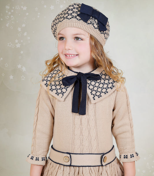 Girls Rahigo Camel & Navy Dress AW25 - in stock