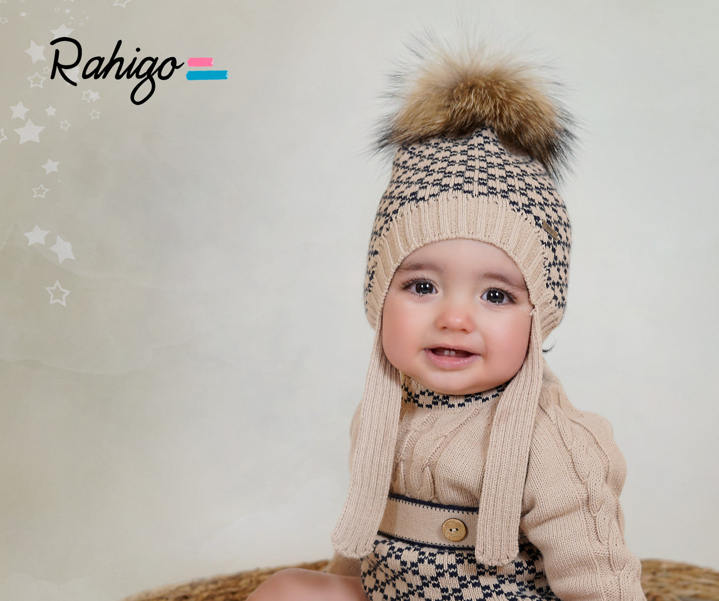 Boys Rahigo Camel & Navy Romper AW25 - in stock