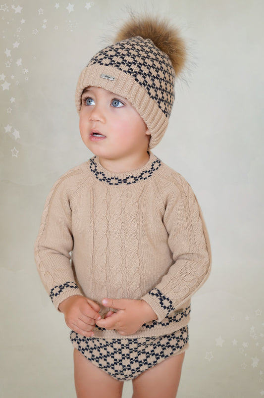 Baby Boys Rahigo Camel & Navy 2 Piece Jumper & Jam Pant Set AW25 - in stock