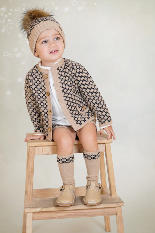 Baby Boys Rahigo Camel & Navy Cardigan, Shirt & Shorts AW25 - in stock