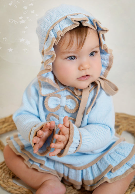 Baby Girls Rahigo Baby Blue & Camel A Line Dress & Skirt Set AW25 - in stock