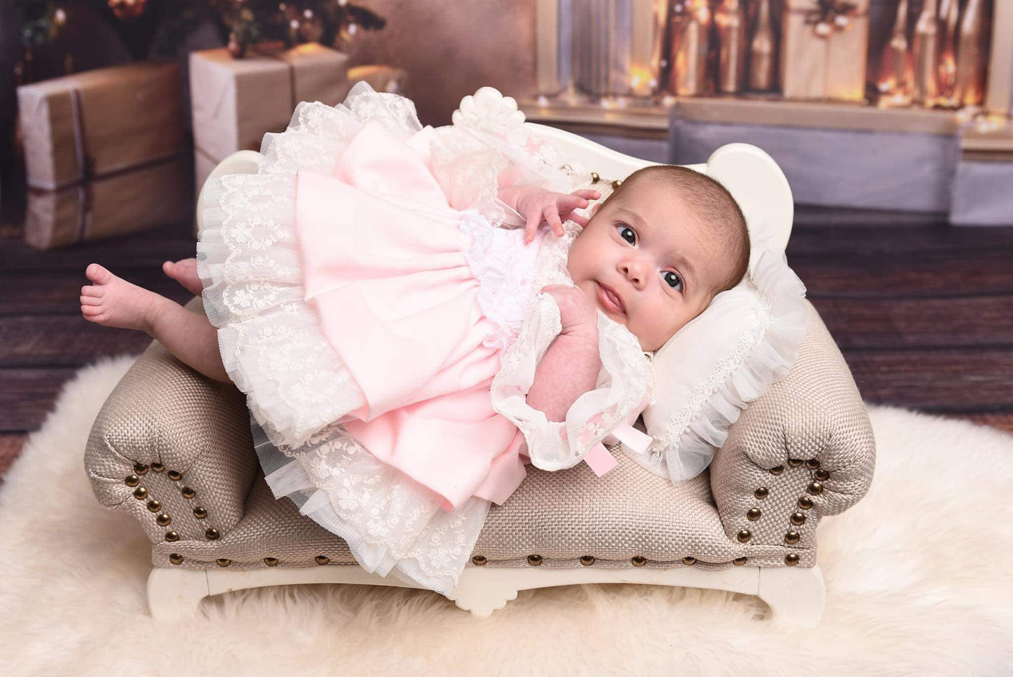 Girls Pink Frill Puffball Dress (Made to order)