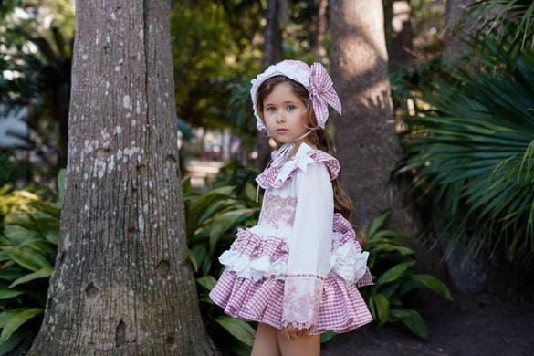 Ela Confeccion AW25 Girls Dusty Pink Gingham Dress Set - (Made to order)