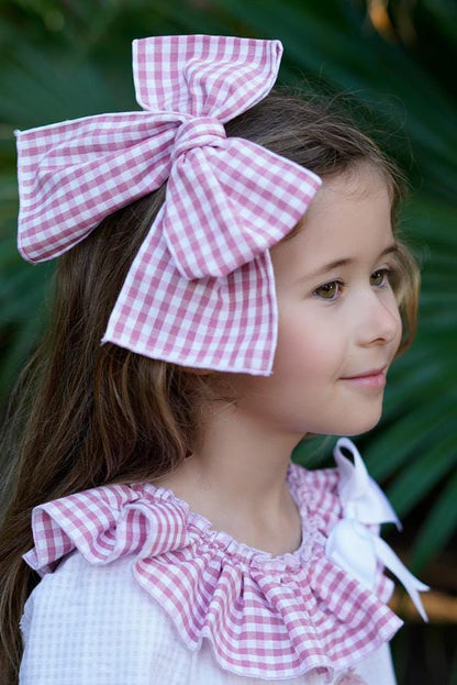 Ela Confeccion AW25 Girls Dusty Pink Gingham Dress Set - (Made to order)