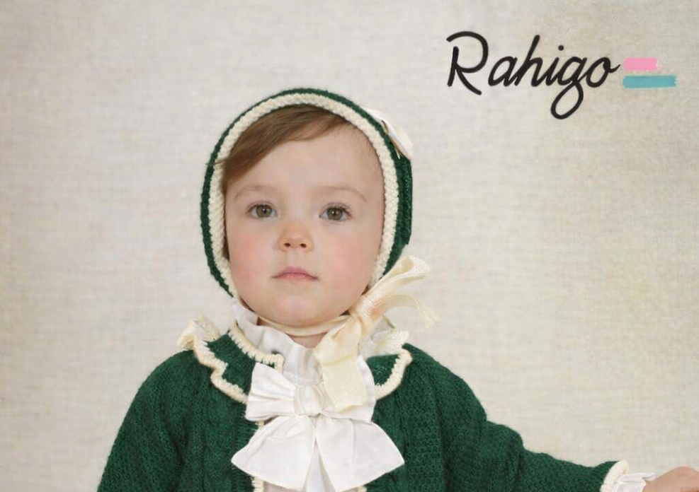 Rahigo Girls Bottle Green & Cream Bonnet - AW26 (Preorder)
