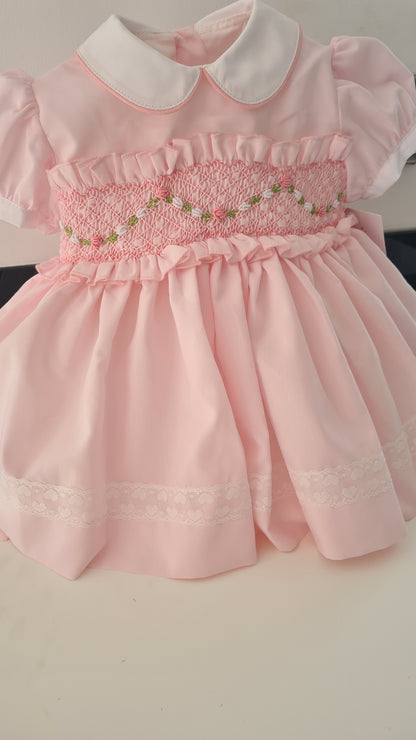 Sonata Babygirls Pink Smocked Dress - (Made to order)