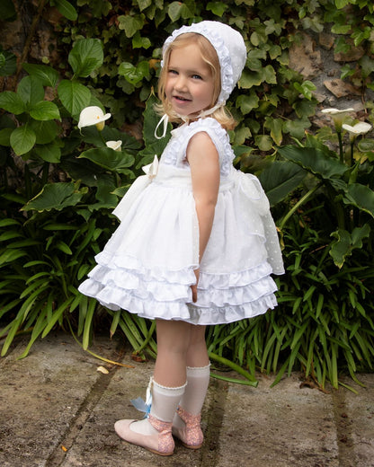 Sonata White Ruffle Dress - (Made to order)
