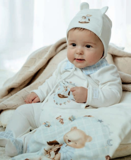 Baby Boys Andretti Swaddle, Hat, Bib & Babygrow Set