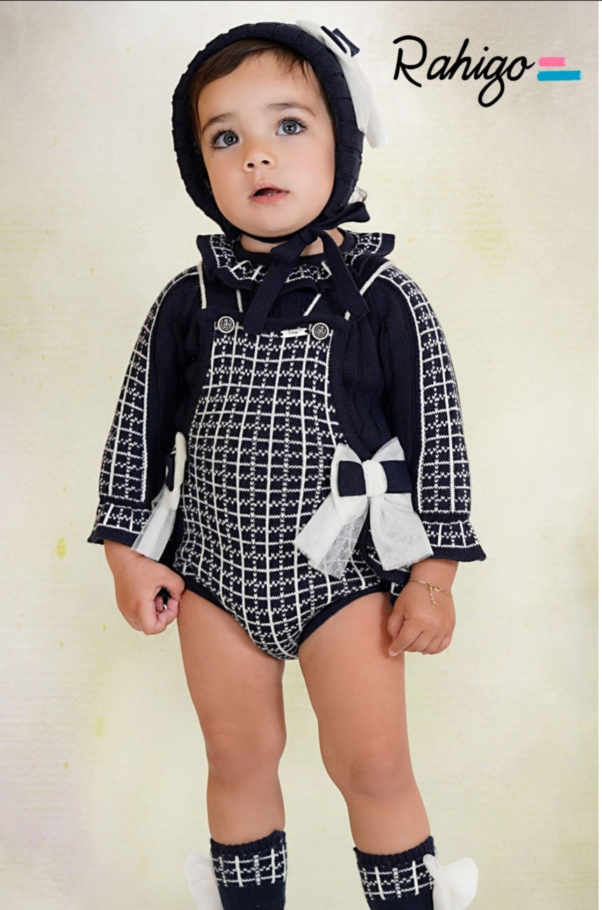 Rahigo Baby Girls Navy & Cream Romper & Jumper Set - AW26 (Preorder)
