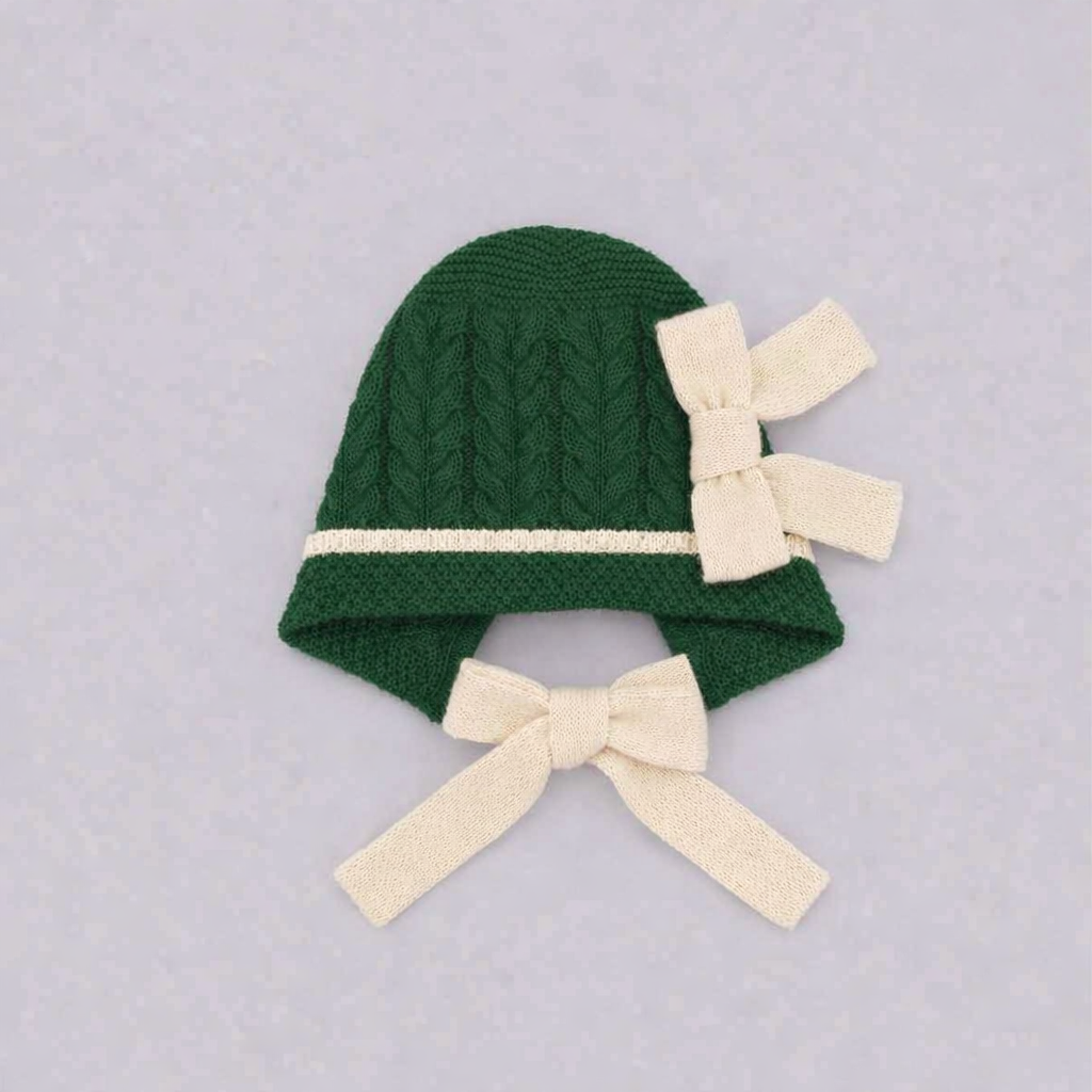Rahigo Girls Bottle Green & Cream Bonnet - AW26 (Preorder)