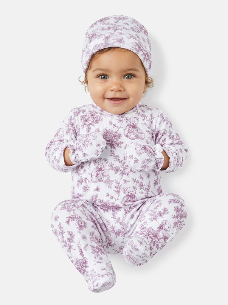 Girls Baby Cherry Red Teddy Velour Babygrow 3 piece Set