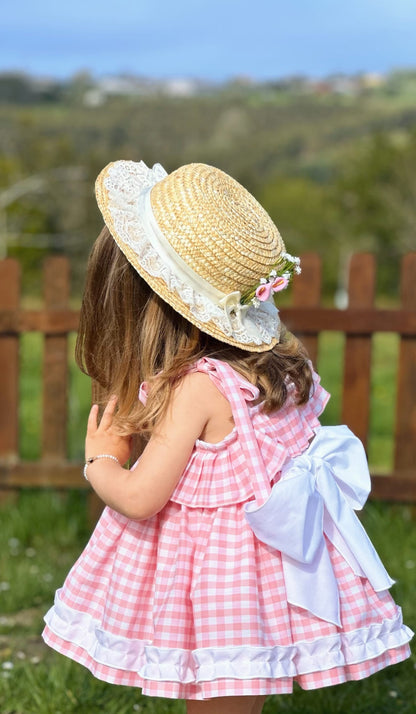 Sonata Pink & White Gingham Dress - (Made To Order)