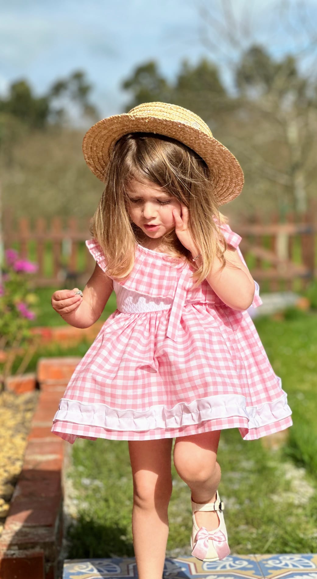 Sonata Pink & White Gingham Dress - (Made To Order)