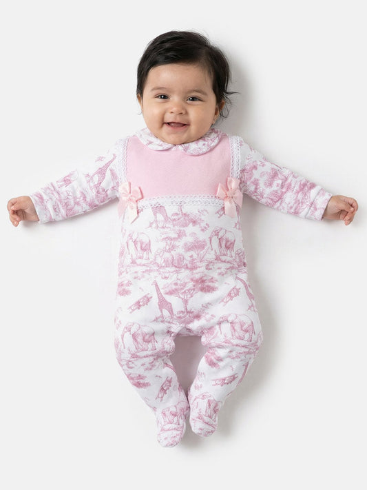 Girls Baby Pink Safari Babygrow