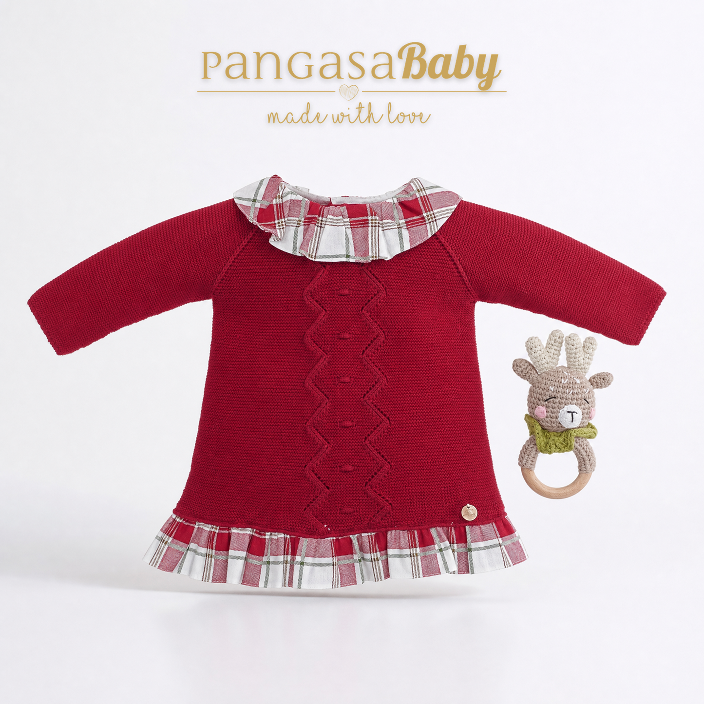 Pangasa Baby Cherry Red Knitted Dress ~ AW26 Preorder