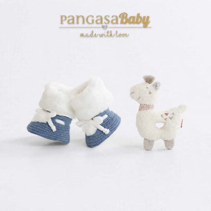 Pangasa Baby Grey Fur Cuffed Knitted Booties ~ AW26 Preorder