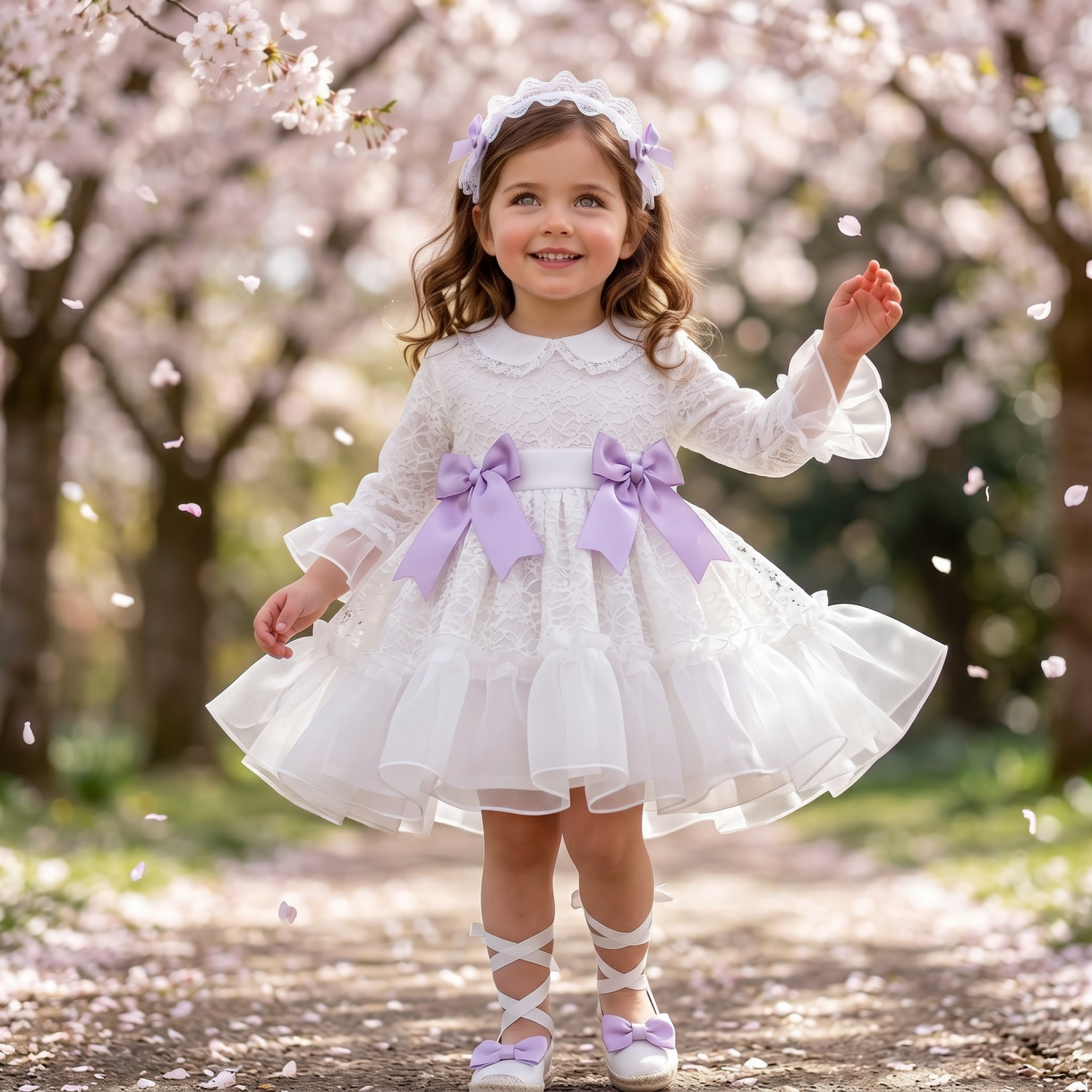 Sonata Girls White Lace Dress SS26 - (Made To Order)