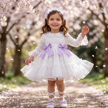 Sonata Girls White Lace Dress SS26 - (Made To Order)
