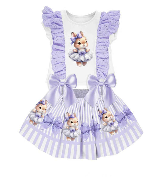 Purple Bunny Top & Skirt Set