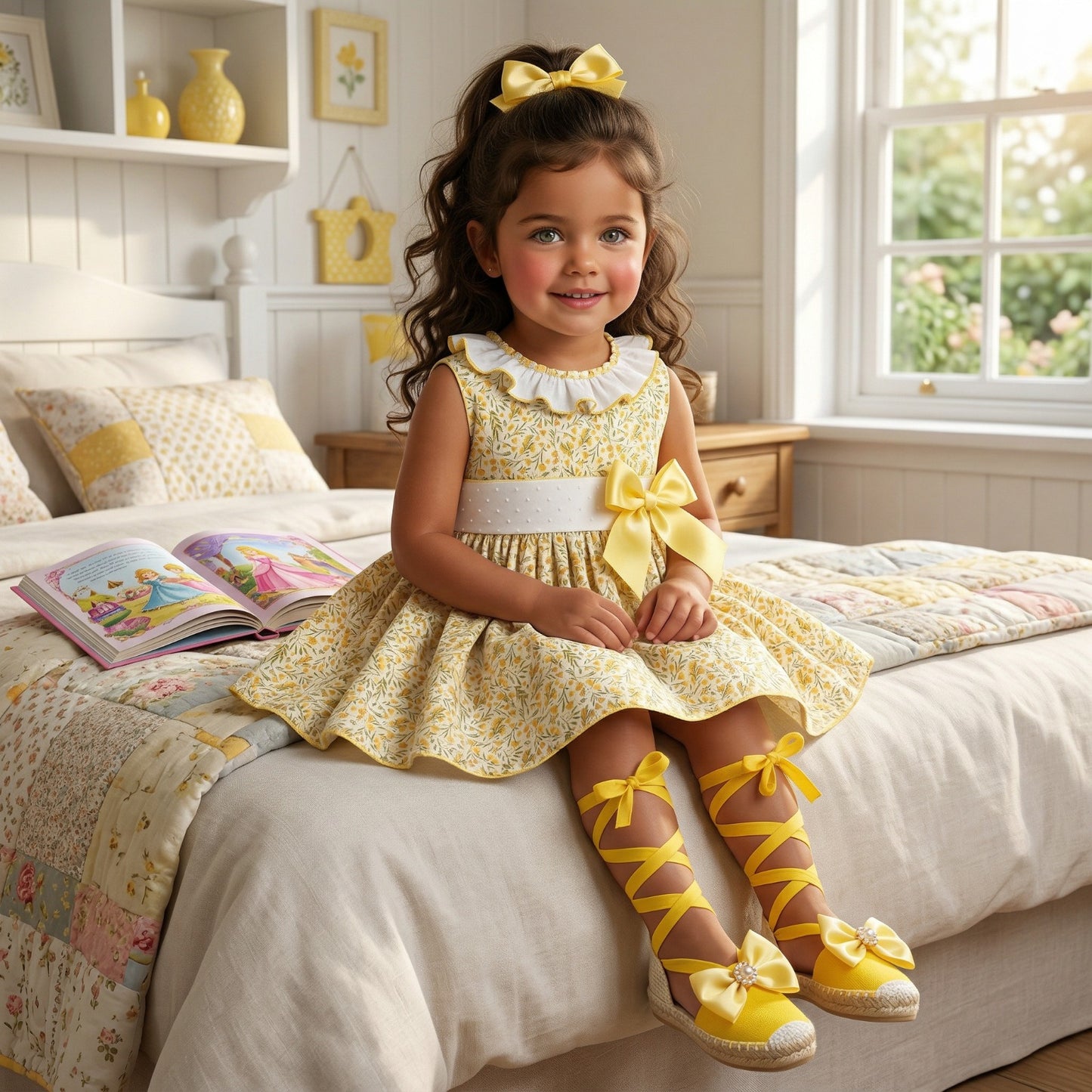 Sonata Girls Yellow Floral Dress SS26 - (Made To Order)