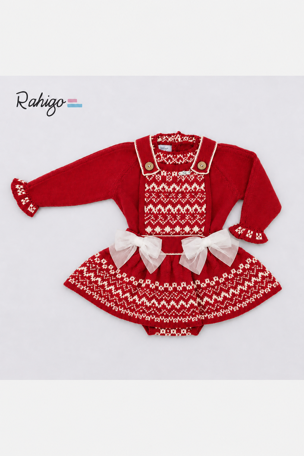 Rahigo Baby Girls Red & Cream Jumper & Pinafore Set - AW26 (Preorder)