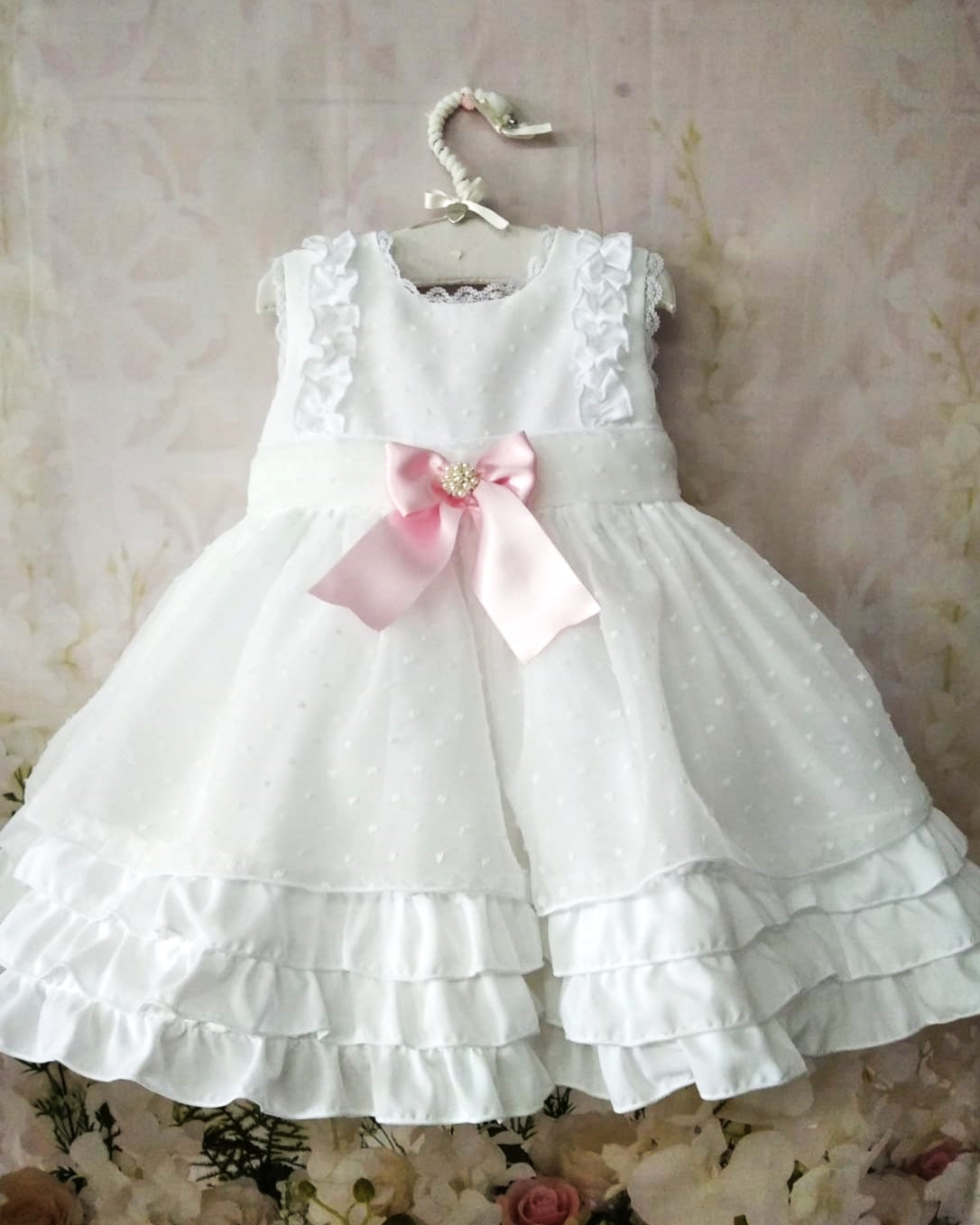 Sonata White Ruffle Dress - (Made to order)