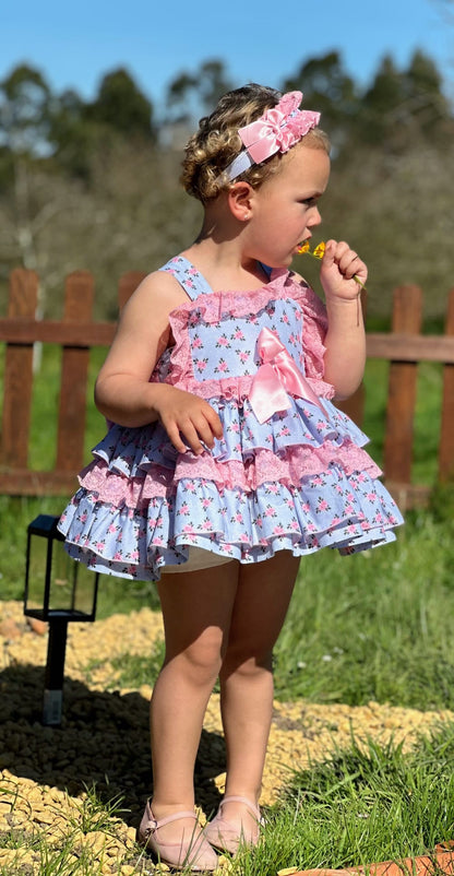 Sonata Pink & Blue Puffball Dress - (Made To Order)