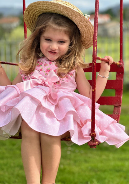 Sonata Pink Polka Dot Dress - (Made To Order)