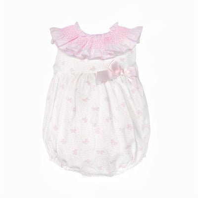Baby Girl Pink & White Bow Print Romper